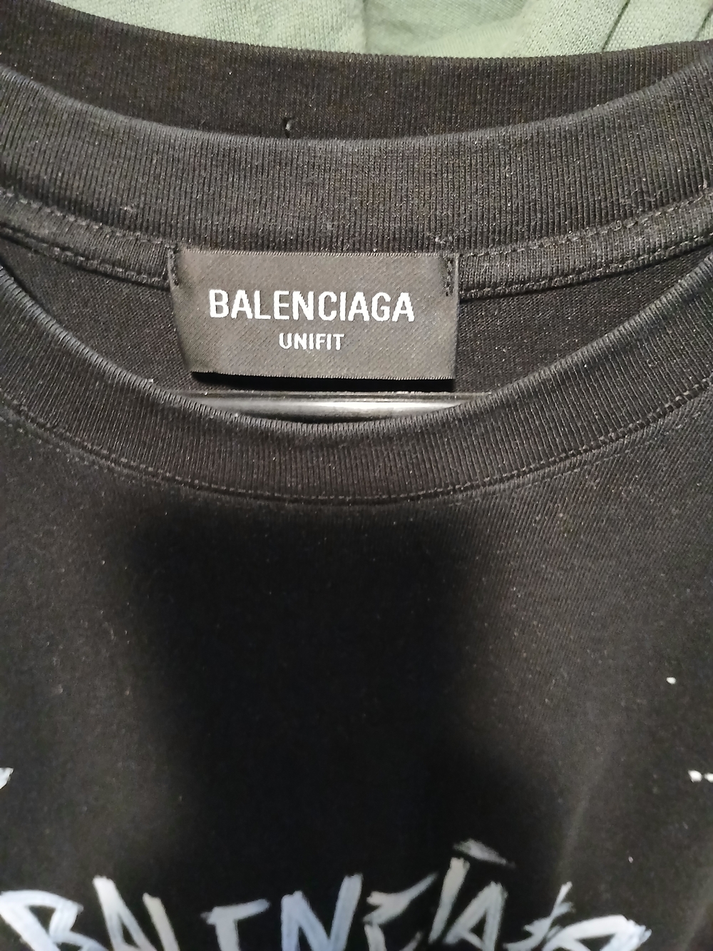 Balenciaga Black Short Sleeve Tee with White Front Graphic